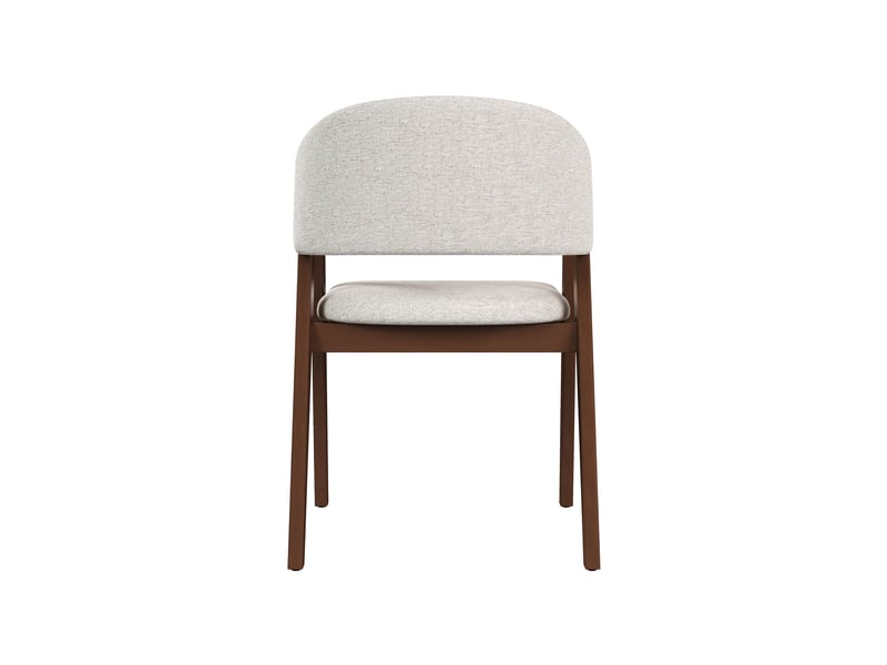 Lot de 4 chaises de salle à manger en bois massif noyer, tissu lin beige avoine - Conforama D