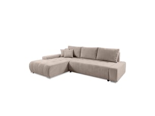 Canapé d'angle gauche convertible ULTRA  4 places Velours côtelé beige avec coffre de rangement