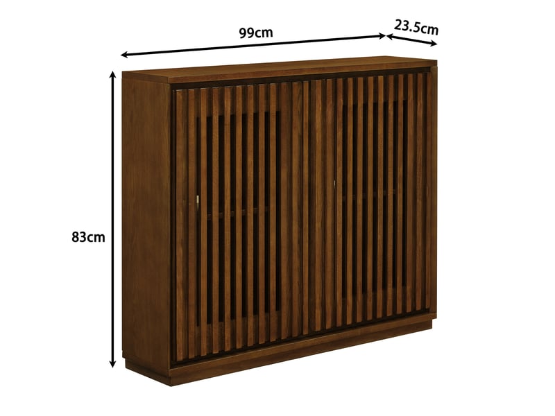 Buffet modenvie vintage 2 portes ajourées avec rangement et ouvertures arrière pour prises en mdf noyer 99 x 23,5 x 82,6 cm - Conforama C