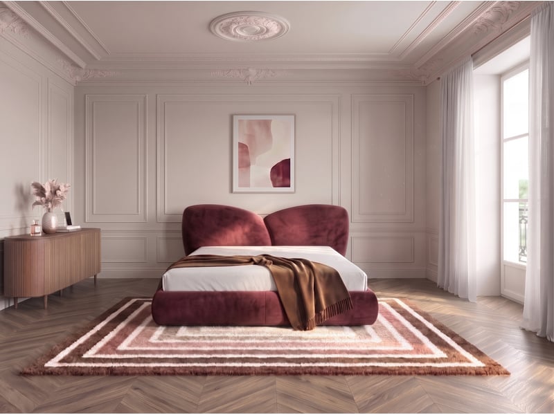  Bobochic lit bas danae tissu velours lisse rouge 140x190 DANAE - Conforama B