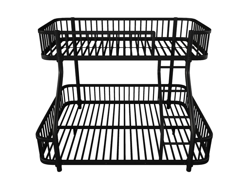  Lit superposé noir 90 × 200 + 140 × 200 cm, cadre métal, échelle et garde-corps  - Conforama A