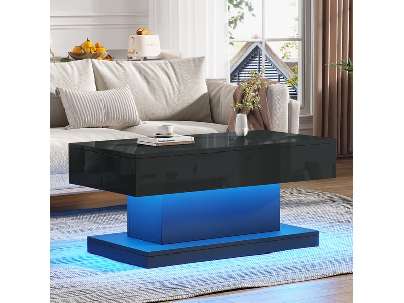  Table basse - avec tiroirs - avec éclairage led - avec port usb - gain de place - panneaux de particules - noir - pour salon et séjour 100x50x45cm - Conforama D