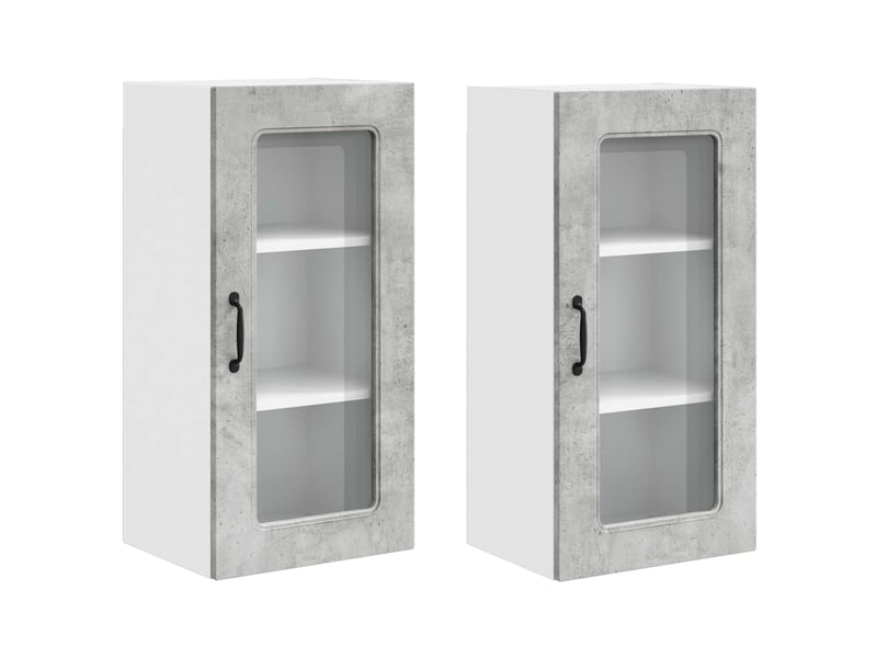  Meuble mural de cuisine | armoire de cuisine 2 pcs gris béton shl4950  - Conforama A