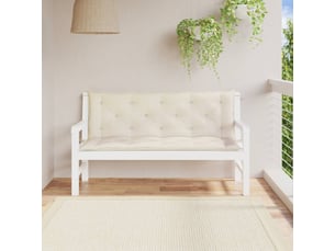 Lot de 2 coussins de banc de jardin, coussins d'assise blanc crème tissu oxford cf58633