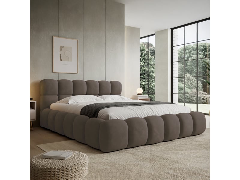  Lit coffre tomaso 180cm velours taupe  - Conforama B