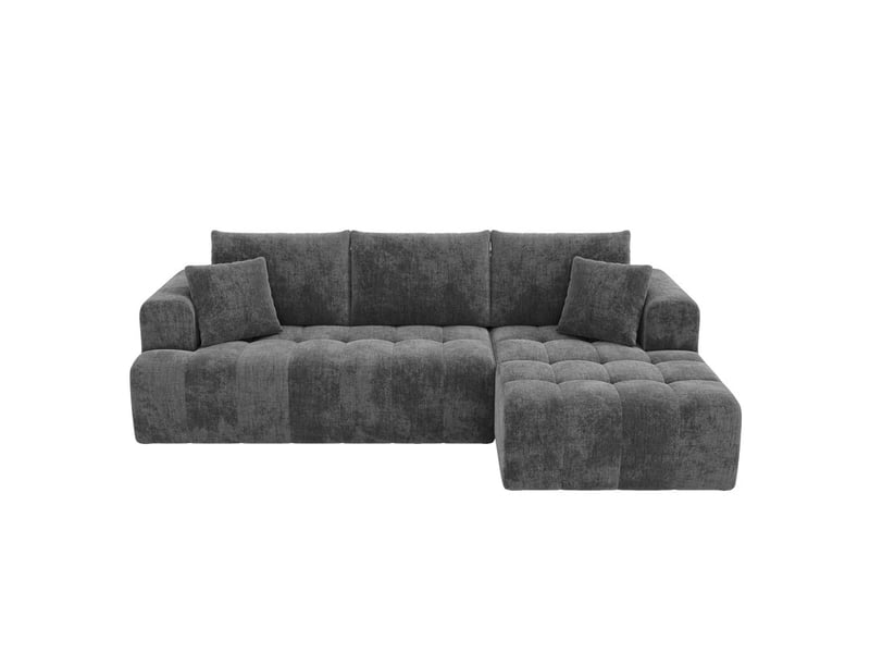 Canapé d'angle en forme de l ,3 places,tissu chenille confortable,244x136x79,gris - Conforama A