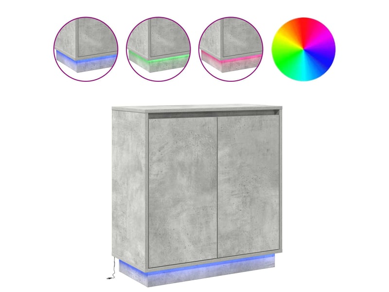 Buffet - bahut - meuble de rangement led gris béton 71 x 34,5 x 75 cm bois d'ingénierie  - Conforama D