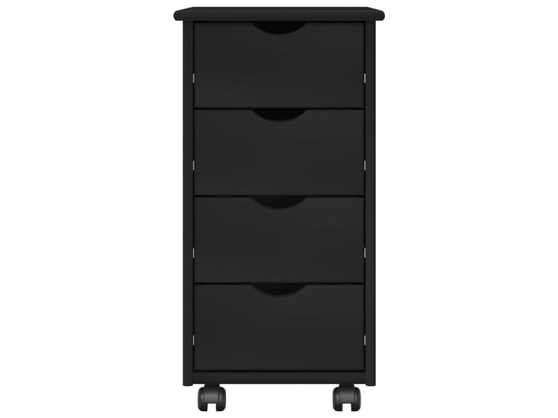  Caisson roulant de bureau, meuble de rangement 34 x 39 x 65,5 cm bois de pin massif noir  - Conforama E
