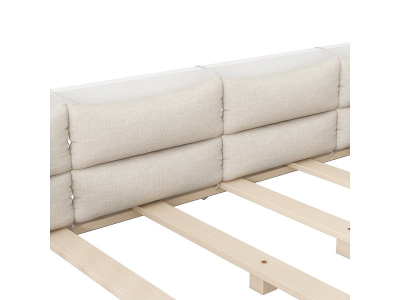 Lit simple 90x200 cm - avec barrières latérales et oreillers appuie-tête - sommier à lattes - mdf - blanc (sans matelas)  - Conforama R
