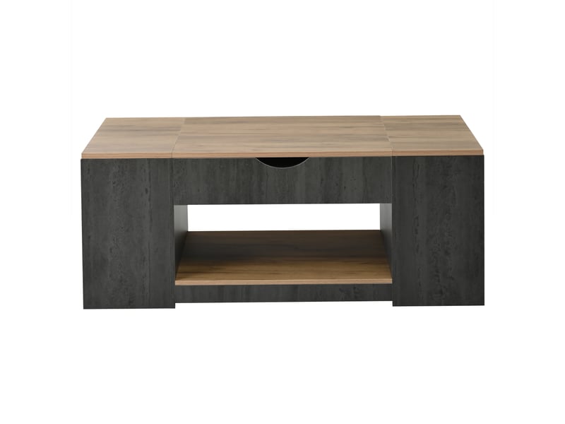  Table basse relevable avec 3 compartiments et 1 niche ouverte, en mdf, gris et brun, 105×57×43 cm - uvrion  - Conforama A