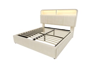 Lit coffre 140x190 cm <strong></strong>  <strong>Qualité haut de gamme</strong> coloris beige