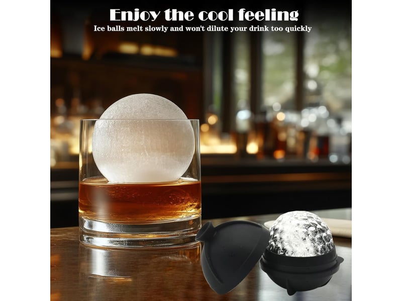  Lot de 4 moules à glaçons en silicone, bacs à glaçons avec couvercle entonnoir, grands moules à glaçons réutilisables pour whisky, cocktails, bière  - Conforama D