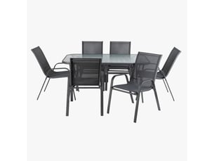 Ensemble de mobilier de jardin avec 6 chaises et table en verre et