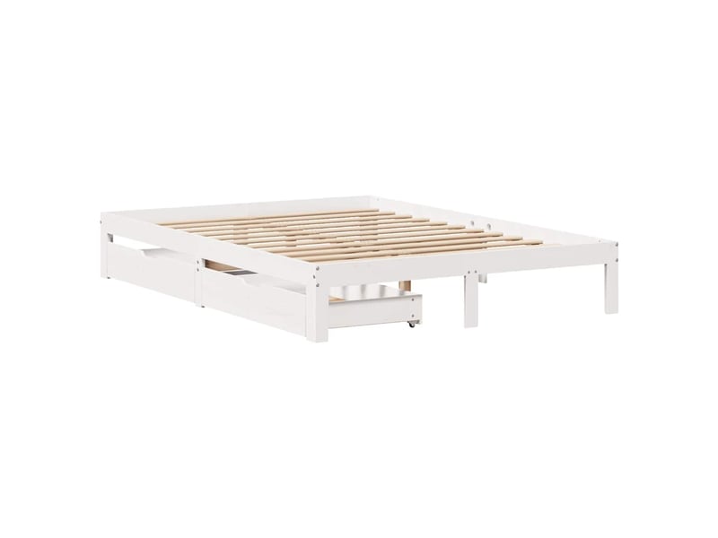  Lit double- lit adulte -  cadre de lit avec tiroirs sans matelas blanc 140x200 cm  - Conforama B