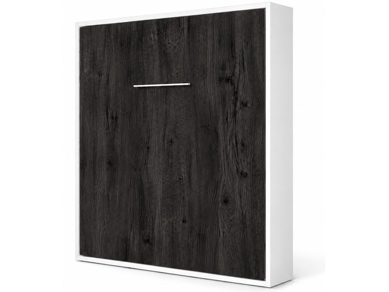  Lit escamotable vertical kola – seulement 34,5cm de profondeur, le confort d’un vrai lit-90x190-cadre blanc-façade carbone  - Conforama A