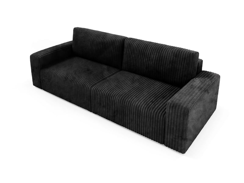 Canapé convertible 4 places en velours côtelé fano noir - Conforama C