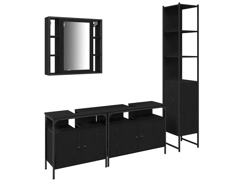  Ensemble de mobilier de salle de bain 4 pc chêne noir cf64510  - Conforama A