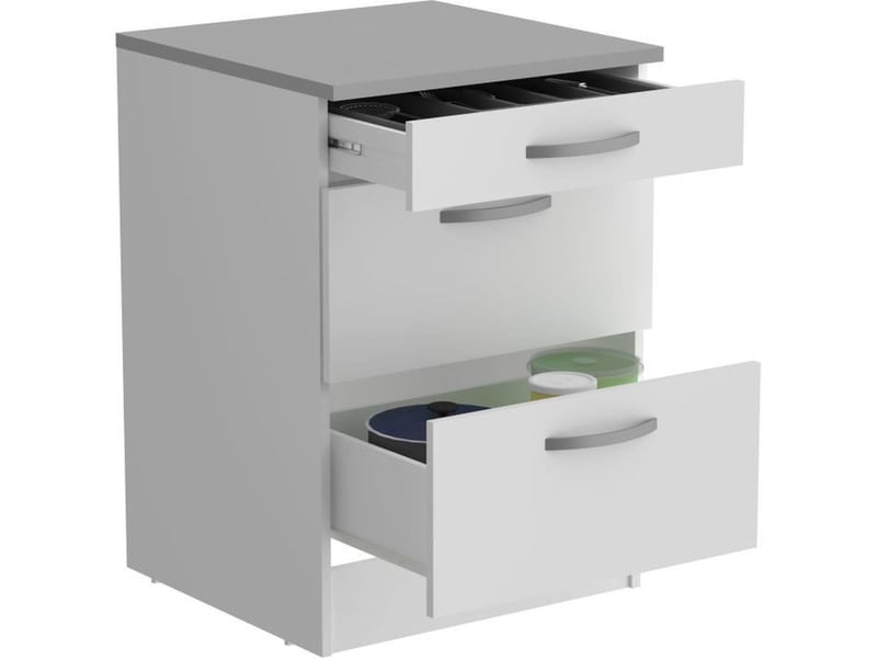 Schildmeyer Isola Meuble Bas Salle De Bain – 30 X 32,5 X 88 Cm – 1 Porte, 2 Tiroirs, Étagère – Blanc