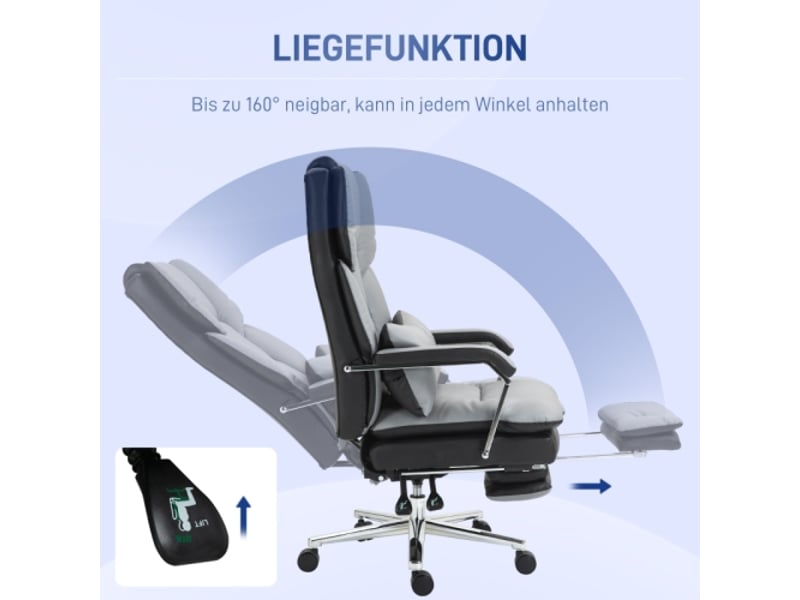  Chaise de bureau ergonomique réglable, gris clair et noir, 63x71x123-129 cm  - Conforama D