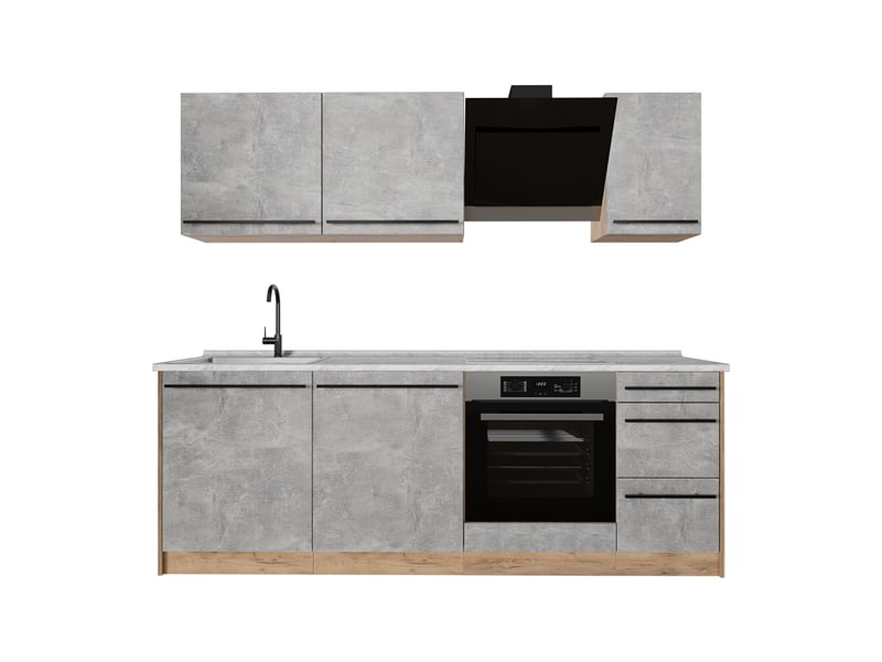  Vicco cuisine, bétonchêne doré, 220cm plan de travail marbre  - Conforama A