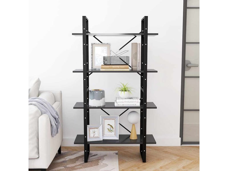  Bibliothèque à 4 niveaux, armoire à livres gris 80x30x140 cm bois d'ingénierie  - Conforama C