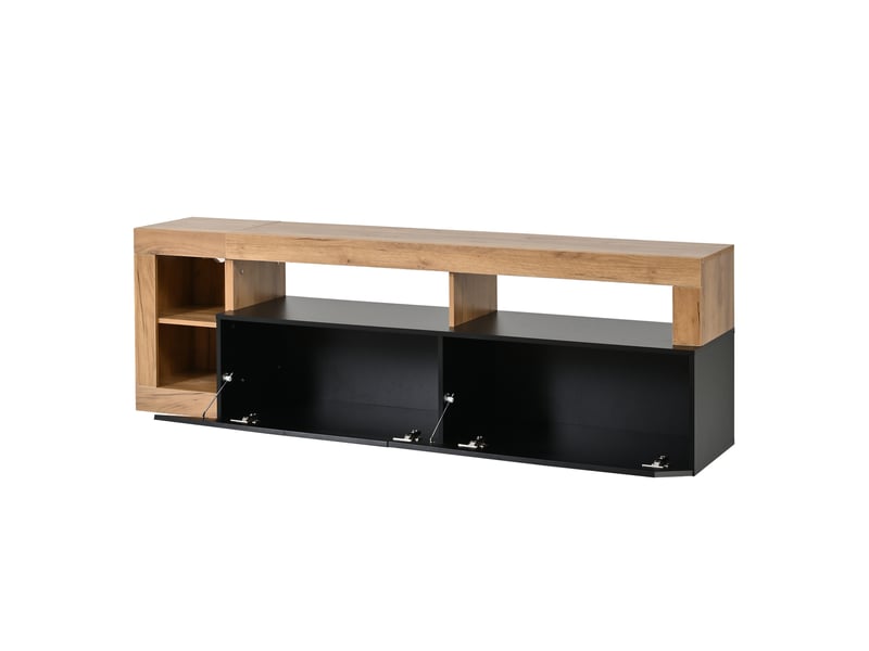  Meuble tv bas 184 cm, finition noir, avec éclairage led  - Conforama E