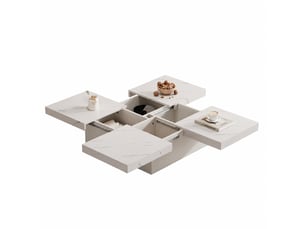 Table basse carré(e) coloris blanc <strong></strong> <strong></strong> - 90 cmx90 cm