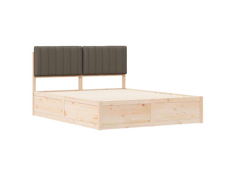  Lit double- lit adulte -  cadre de lit avec tête de lit rembourrée taupe 150 x 200 cm  - Conforama C