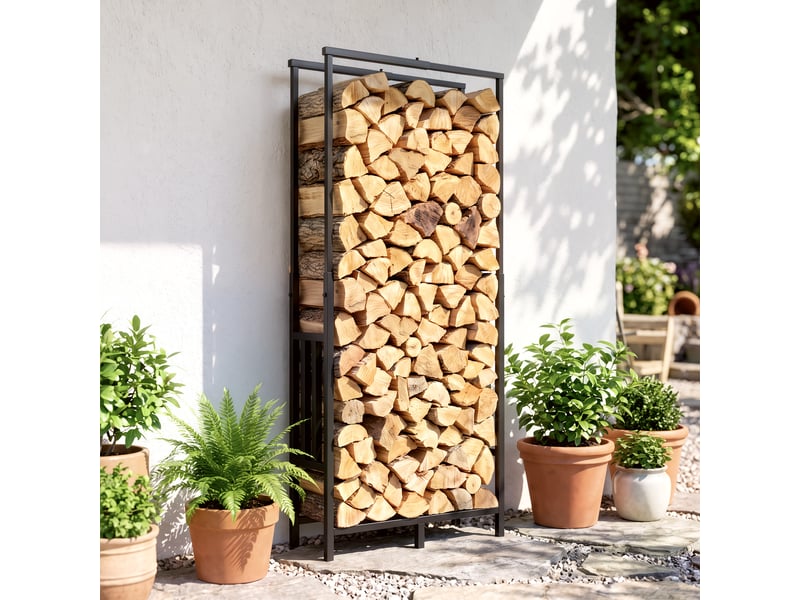 Range-bûches réglable en largeur et hauteur, acier noir, charge 100 kg, intérieur et extérieur - Conforama C
