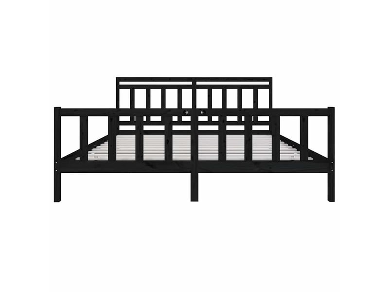 Lit double- lit adulte - cadre de lit sans matelas noir bois massif 200x200 cm - Conforama C