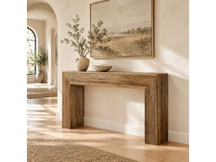 Table console 160 x 30 x 85 cm marron en mdf, style rustique pour l'entrée ou derrière le canapé, usage décoratif