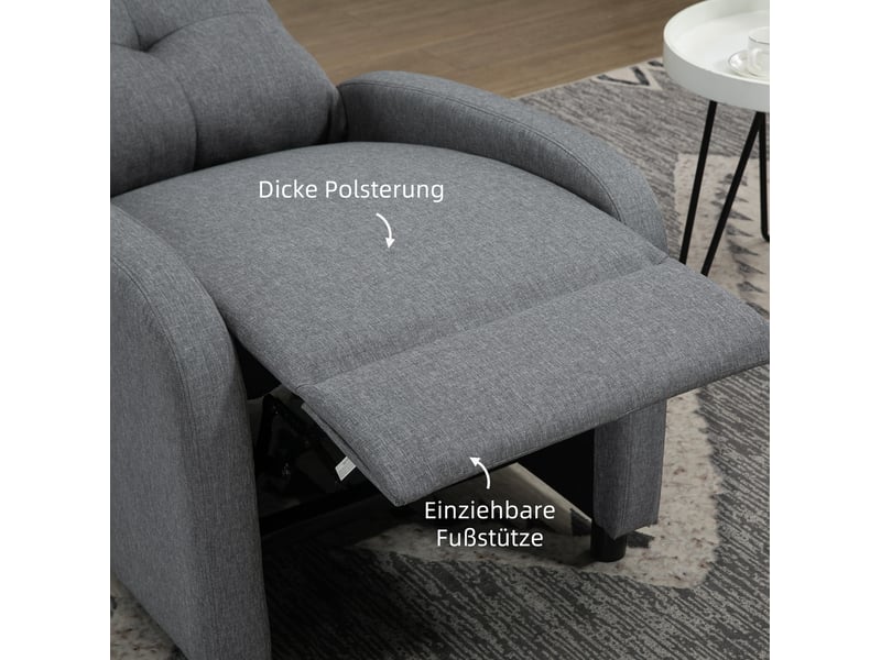  Fauteuil relax inclinable avec repose-pieds et dossier jusqu’à 155°, en polyester gris  - Conforama D