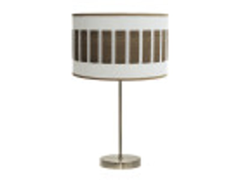  Fabrilamp ivanna grande lampe à poser marron blanc effet bois foncé, abat-jour cylindrique textile, 1 x e27, 62 cm 188471184 - Conforama B