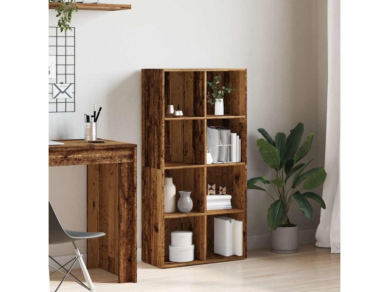  Bibliothèque, meuble de rangement salon vieux bois 66x30x130 cm bois d'ingénierie  - Conforama C