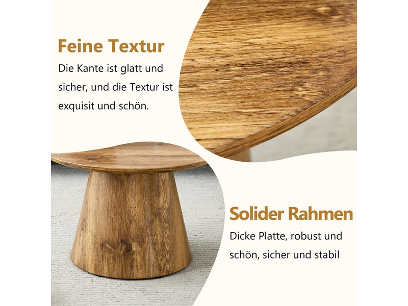  Tables basses gigognes rondes lot de 2 avec base évasée - lpospi - style wabi-sabi, mdf décor bois - naturel  - Conforama E