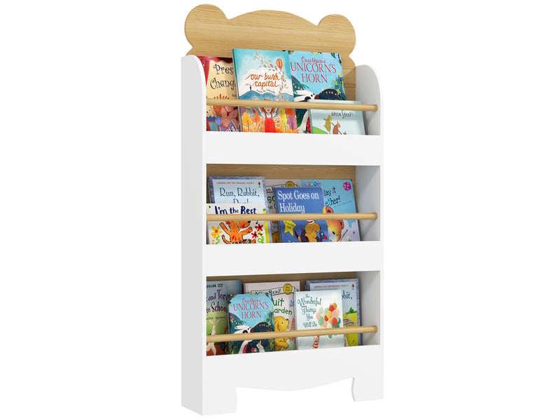  Bibliothèque pour enfant, rangement livre enfant 3 niveaux pour salle de jeux, chambre d'enfant, bois naturel  - Conforama A