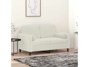 Lot de 2 coussins décoratifs crème ø15x50 cm velours cf60863