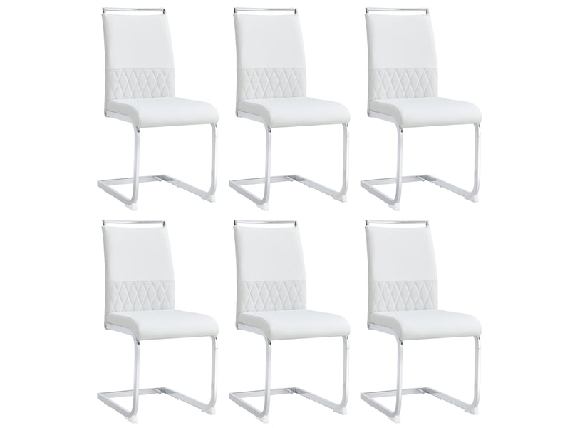  Lot de 6 chaises de salle à manger,42x48x95 cm,pu et lin,blanc  - Conforama A