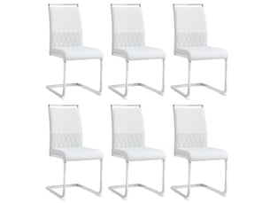 Lot de 6 chaises de salle à manger,42x48x95 cm,pu et lin,blanc