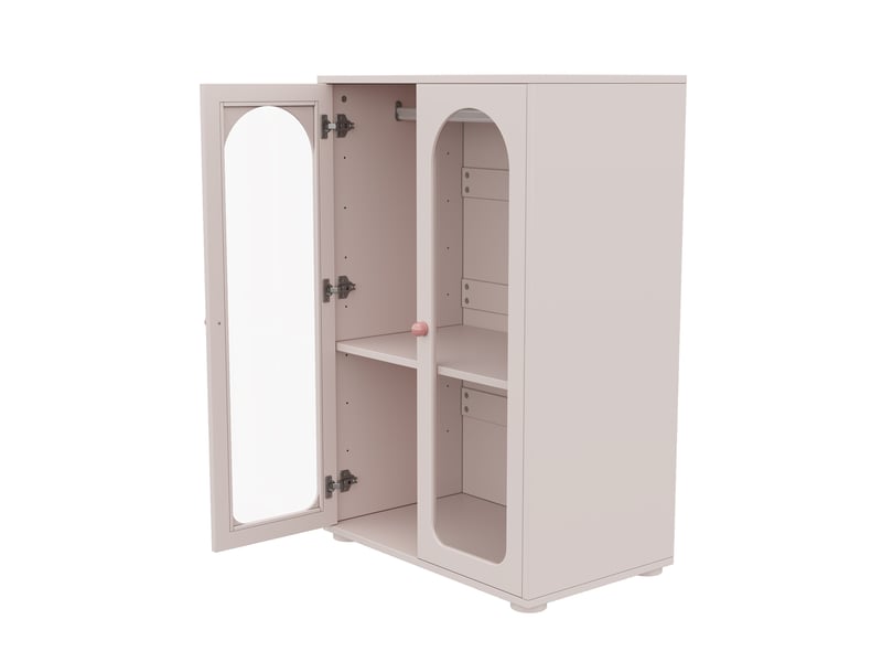  Armoire tcqpz 2 portes 160 x 50 x 120 cm avec penderie, portes transparentes en acrylique, poignées en céramique, rose bébé  - Conforama A
