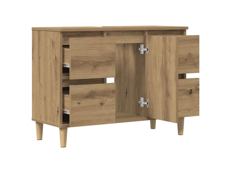  Armoire d'évier, meuble de rangement chêne artisanal 80x33x60 cm bois d'ingénierie shl7422  - Conforama E