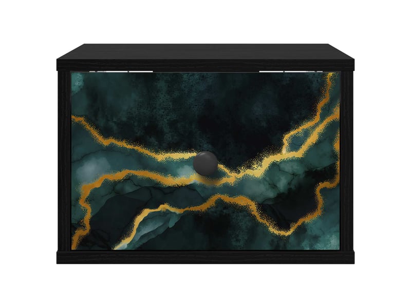  Table de chevet - cabinet de chevet - table de nuit mural wijhe chêne noir 36 x 33 x 25 cm  - Conforama C