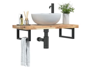 Étagère de vasque murale acier et bois massif d'acacia shl6352