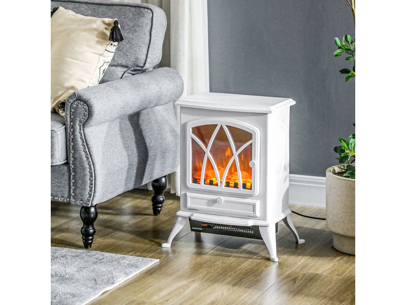 Cheminée électrique sur pied blanche, effet flamme led, 10002000 w, 15 à 30 m² - Conforama C