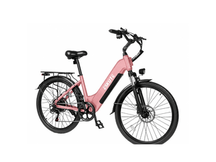 Vélo électrique de ville eskute c202, step-through 26, 48v 17.5ah, 7 vitesses, rose