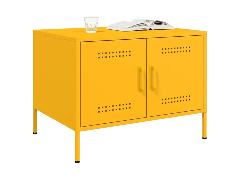 Table basse - table de salon - table à thé jaune moutarde 68x50x50,5 cm acier - Conforama C