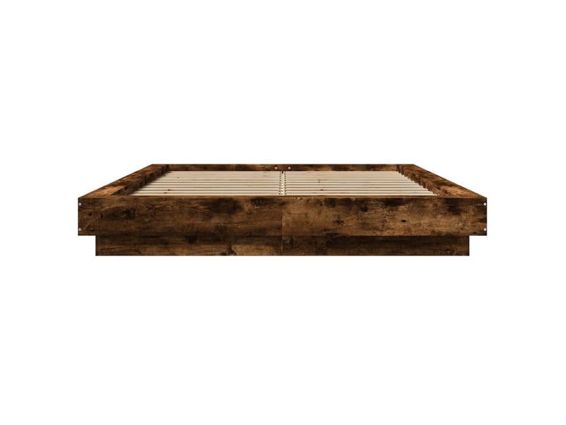 Lit double- lit adulte - cadre de lit et lumières led sans matelas chêne fumé 120x190cm - Conforama D