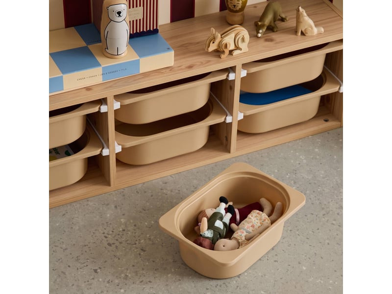  Meuble de rangement naturel pour enfant. 6 bacs en plastique beige - sora  - Conforama E