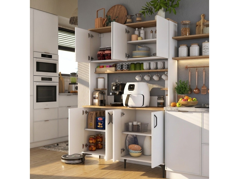  Buffet de cuisine multiusage avec étagères et portes metrica  - Conforama C