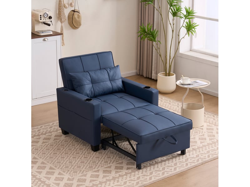  Canapé d'appoint 3-en-1 extensible - avec porte-gobelets et port usb, fauteuil-lit, fauteuil, parfait pour les petits espaces  - Conforama C